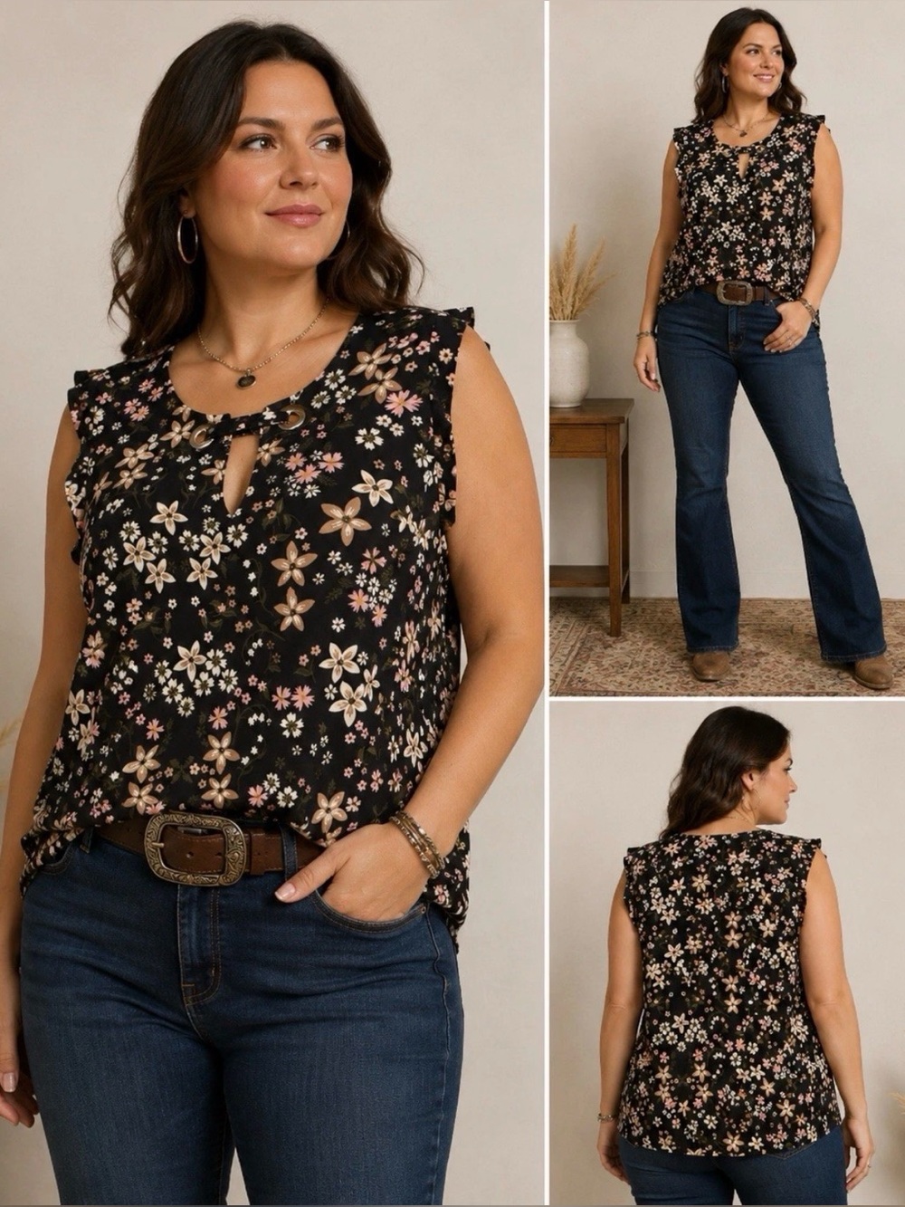 Tommy Hilfiger Floral Sleeveless Top NWT Size L